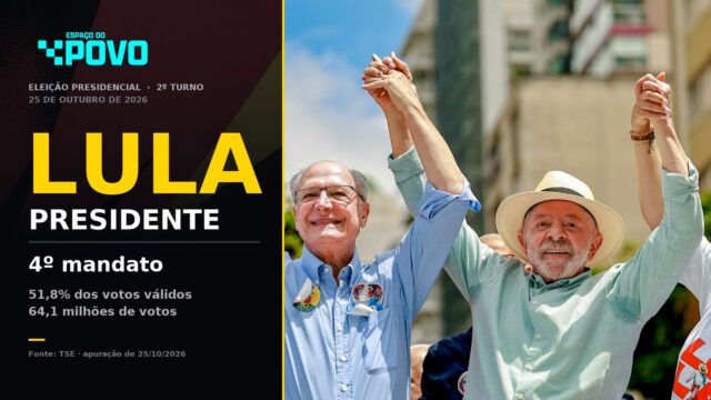 Capa do Espaço do Povo com Lula e Alckmin de mãos dadas e o título Lula presidente, 4º mandato, 51,8% dos votos válidos